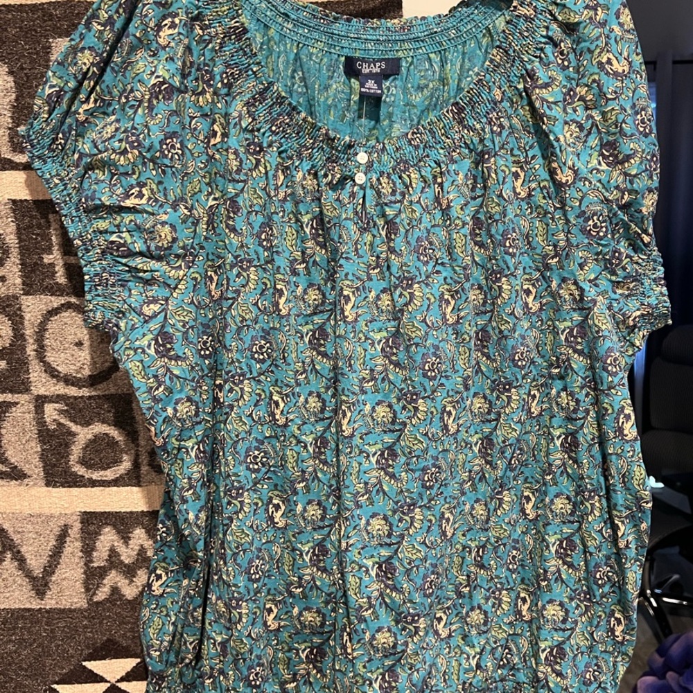 Chaps Women's Blue Patterned Top